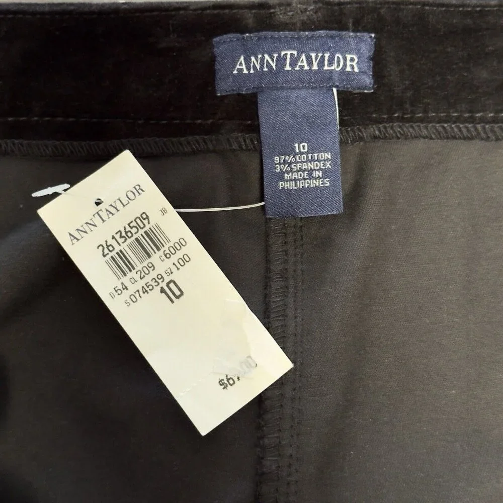 NEW Vintage Ann Taylor Black Velvet Straight Leg Pant Career Velour High Rise 10